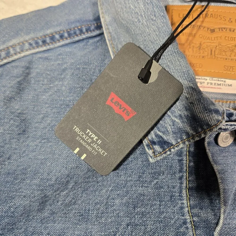 Levi's Premium Type II Two 2‎ Selvedge Denim Trucker Jacket Indigo Men Size XL